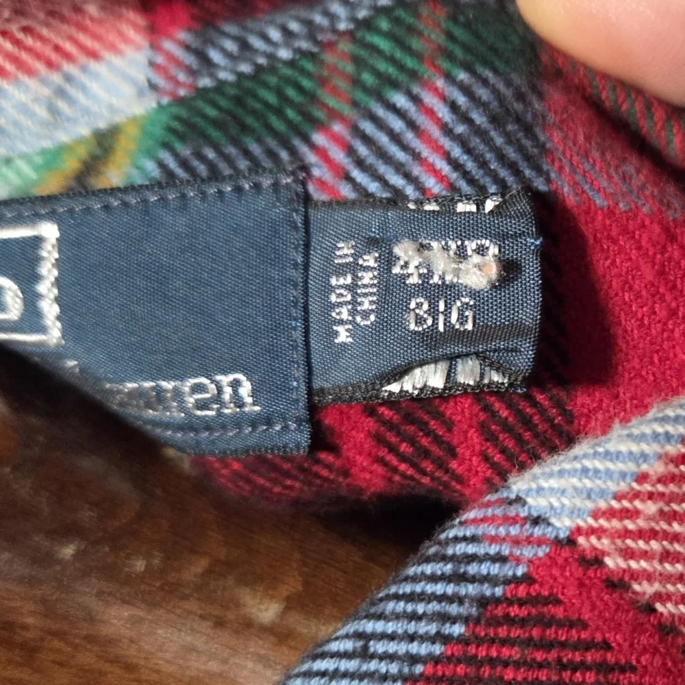 Vintage Polo Ralph Lauren Country Men's Flannel Red Tartan Plaid Size 4XL Big